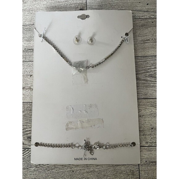 Nicole Miller Necklace Dangle Earrings Bracelet Set Yellow Stone Silver Tone - Picture 5 of 5